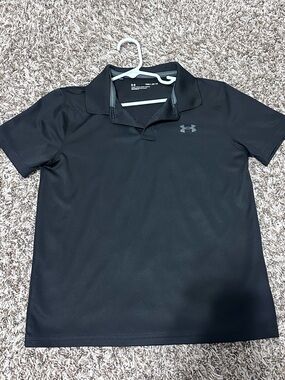 Under Armour Black Athletic Polo with Gray Logo Accent